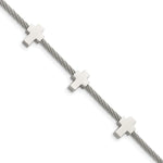 Load image into Gallery viewer, Stainless Steel Crosses on Twisted Wire 7.5in w/ext BraceletSRB985-7.5

