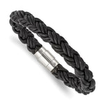 Load image into Gallery viewer, Stainless Steel Black Leather BraceletSRB999-8.5
