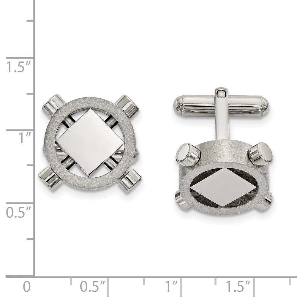 Stainless Steel Brushed and Polished CufflinksSRC376