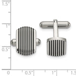 Load image into Gallery viewer, Stainless Steel Polished Black IP-plated Striped Cuff LinksSRC403
