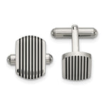 Load image into Gallery viewer, Stainless Steel Polished Black IP-plated Striped Cuff LinksSRC403
