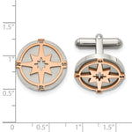 Load image into Gallery viewer, Stainless Steel Brushed and Polished Rose IP-plated Compass CufflinksSRC414
