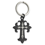 Load image into Gallery viewer, Stainless Steel Polished Black IP-plated Cross Key ChainSRK119
