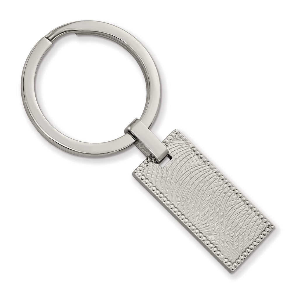 Stainless Steel Polished and Textured Rectangular Key RingSRK158
