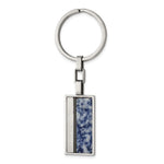 Load image into Gallery viewer, Stainless Steel Brushed and Polished Black IP w/Blue Spot Stone Key RingSRK167
