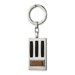 Load image into Gallery viewer, Stainless Steel Brushed and Polished Black IP w/Tiger&#39;s Eye Key RingSRK171
