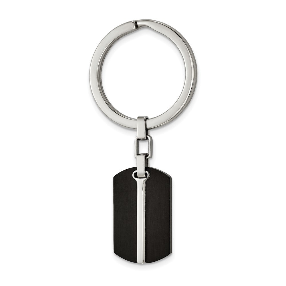 Stainless Steel Brushed and Polished Black IP-plated Key RingSRK172