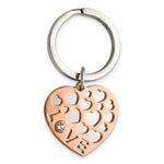 Load image into Gallery viewer, Stainless Steel Polished Rose IP w/Swarovski LOVE Hearts 2 Piece Key RingSRK179
