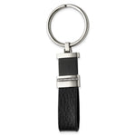 Load image into Gallery viewer, Stainless Steel Polished Black IP Black Diamond Preciosa Leather Key RingSRK180
