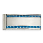 Load image into Gallery viewer, Stainless Steel Polished Blue Carbon Fiber Inlay Money ClipSRM182
