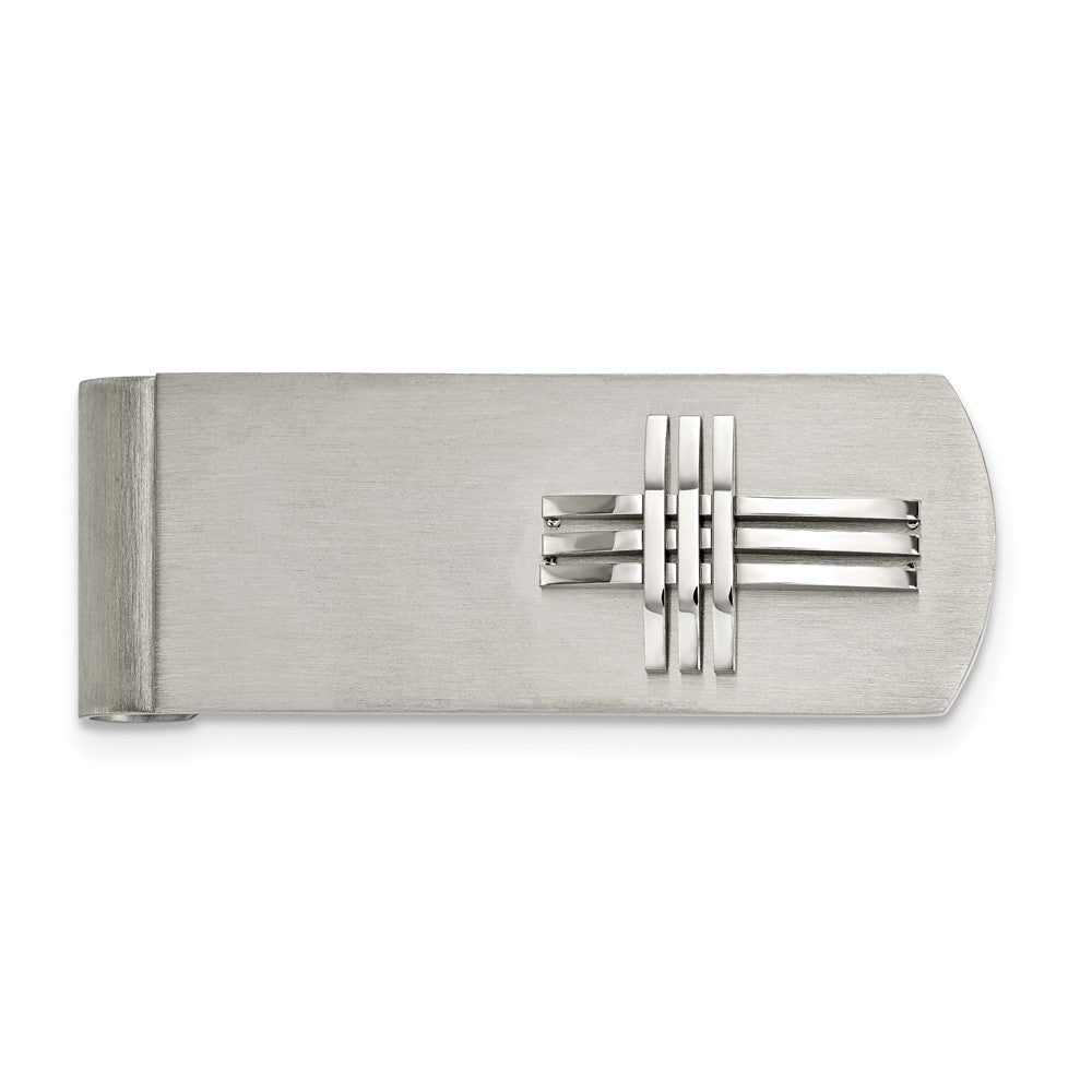 Stainless Steel Brushed/Polished Cross Money ClipSRM184