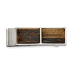 Load image into Gallery viewer, Stainless Steel Polished Tiger&#39;s Eye Money ClipSRM198
