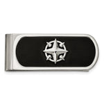 Load image into Gallery viewer, Stainless Steel Brushed and Polished Black IP-plated Compass Money ClipSRM202
