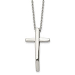 Load image into Gallery viewer, Stainless Steel Polished Cross 18in NecklaceSRN1015-18
