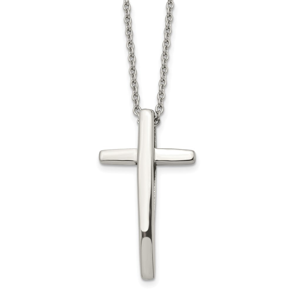 Stainless Steel Polished Cross 18in NecklaceSRN1015-18