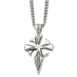 Load image into Gallery viewer, Stainless Steel Polished &amp; Antiqued Dagger Cross 22in NecklaceSRN1045-22
