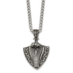 Load image into Gallery viewer, Stainless Steel Antiqued Snake on Shield 30in NecklaceSRN1052-30
