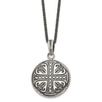 Load image into Gallery viewer, Stainless Steel Polished &amp; Antiqued Cross Circle 22in NecklaceSRN1057-22
