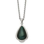 Load image into Gallery viewer, Stainless Steel Synthetic Green Cats Eye Teardrop 20in NecklaceSRN1060-20

