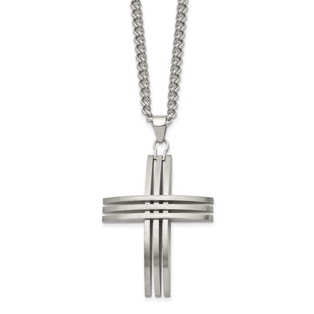 Stainless Steel Cross 24in NecklaceSRN107-24