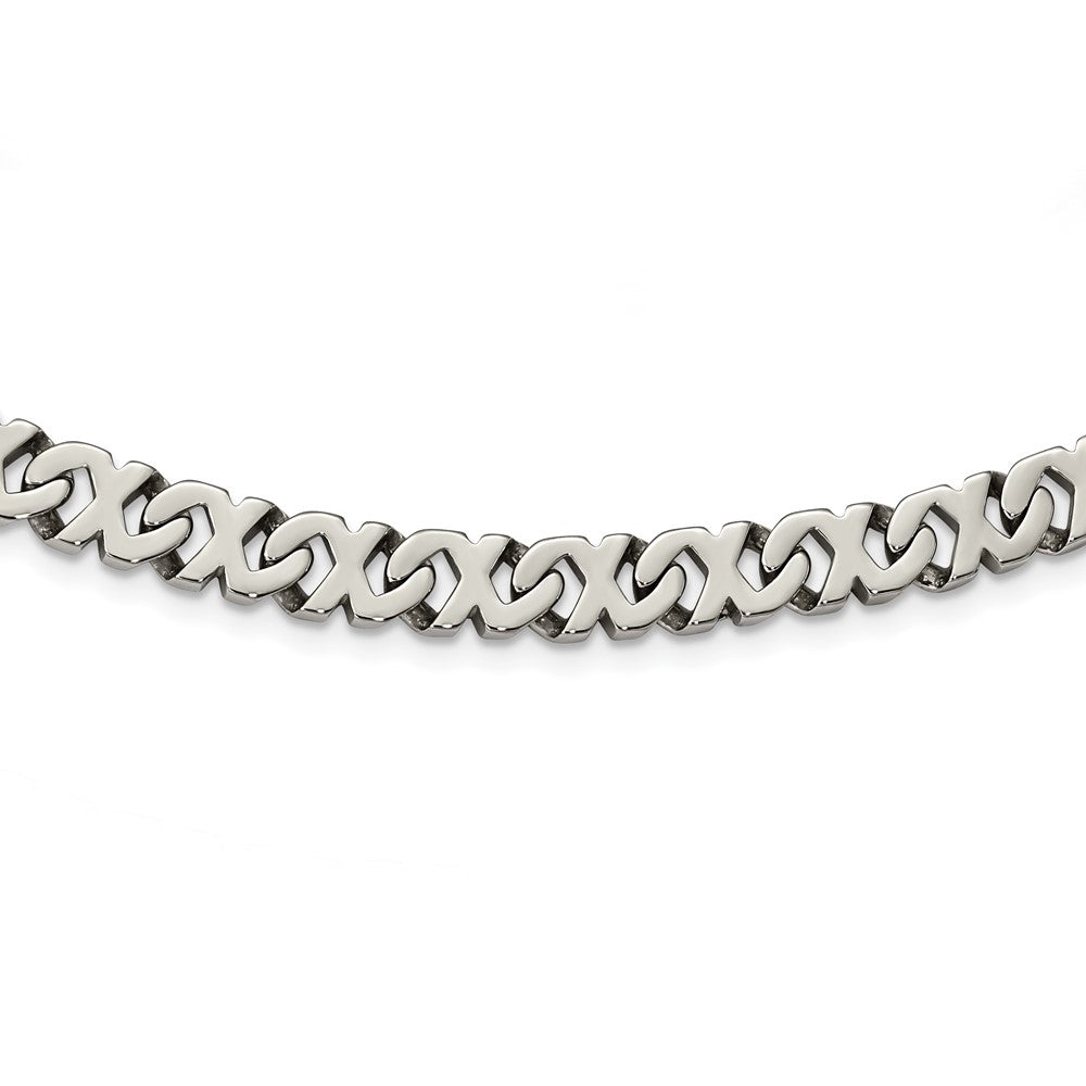 Stainless Steel Polished Fancy Xs 24in NecklaceSRN1096-24