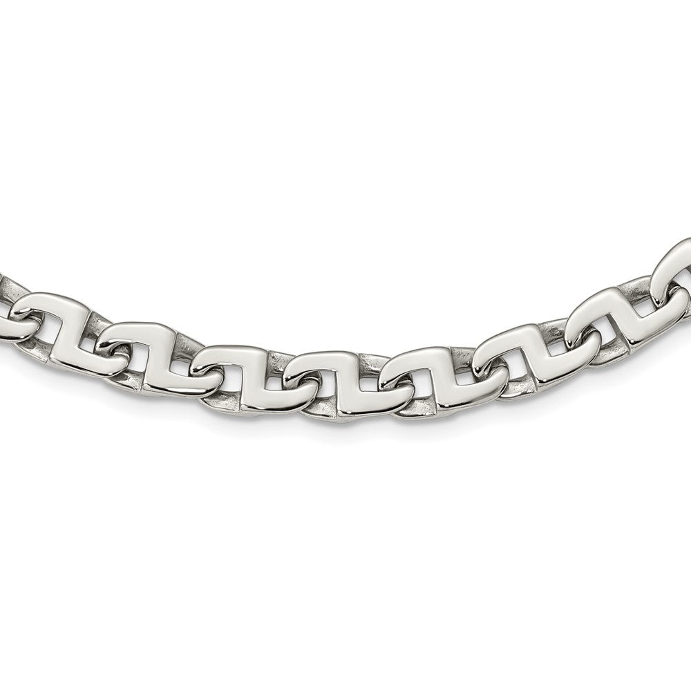 Stainless Steel Polished Fancy Squares Link NecklaceSRN1099-24