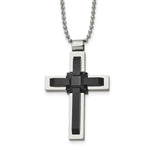 Load image into Gallery viewer, Stainless Steel Black IP-plated and Polished Cross 20in NecklaceSRN1109-20
