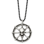 Load image into Gallery viewer, Stainless Steel Antiqued Pirates Wheel w/Skull 30in NecklaceSRN1121-30
