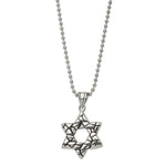 Load image into Gallery viewer, Stainless Steel Antiqued &amp; Polished Star of David NecklaceSRN1130-24
