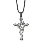 Load image into Gallery viewer, Stainless Steel Black Plated and Grey Accent Cross NecklaceSRN114-18
