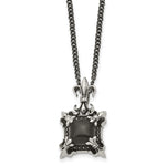 Load image into Gallery viewer, Stainless Steel Antiqued &amp; Black Agate &amp; Fleur de lis NecklaceSRN1140-20
