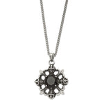 Load image into Gallery viewer, Stainless Steel Skulls &amp; Fleur de lis w/Black CZ 22in NecklaceSRN1142-22
