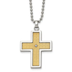 Load image into Gallery viewer, Stainless Steel 14k Gold-plated w/Diamond Accent Cross NecklaceSRN115-22
