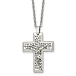 Load image into Gallery viewer, Stainless Steel Polished &amp; Textured Crucifix 20in NecklaceSRN1154-20
