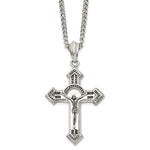 Load image into Gallery viewer, Stainless Steel Antiqued &amp; Polished Crucifix 24in NecklaceSRN1158-24
