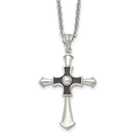 Load image into Gallery viewer, Stainless Steel Antiqued &amp; Polished Cross 22in NecklaceSRN1159-22
