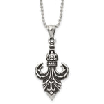 Load image into Gallery viewer, Stainless Steel Antiqued &amp; Polished Fleur de lis NecklaceSRN1173-24
