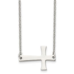 Load image into Gallery viewer, Stainless Steel Polished Sideways Cross NecklaceSRN1188-19
