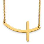 Load image into Gallery viewer, Stainless Steel Yellow IP-plated Sideways Cross 18in NecklaceSRN1195-18
