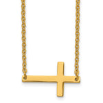 Load image into Gallery viewer, Stainless Steel Yellow IP-plated Sideways Cross 18in NecklaceSRN1199-18
