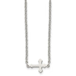 Load image into Gallery viewer, Stainless Steel Polished Sideways Cross 18in NecklaceSRN1204-18
