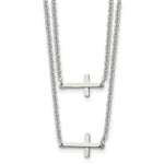 Load image into Gallery viewer, Stainless Steel Double Sideways Crosses Layered NecklaceSRN1205-16.5
