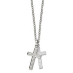Load image into Gallery viewer, Stainless Steel Laser cut CZ Two Piece Cross Pendant NecklaceSRN1272-20
