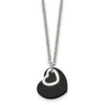 Load image into Gallery viewer, Stainless Steel Polished &amp; Black IP-plated Heart NecklaceSRN1276-18
