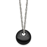 Load image into Gallery viewer, Stainless Steel Black Onyx Circular Polished NecklaceSRN1286-18

