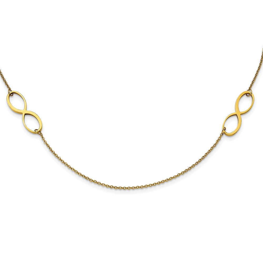 Stainless Steel Double Infinity Yellow IP-plated Polished NecklaceSRN1291-20.5