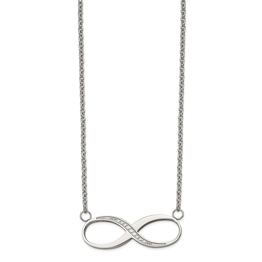 Stainless Steel Infinity Polished CZ NecklaceSRN1295-20