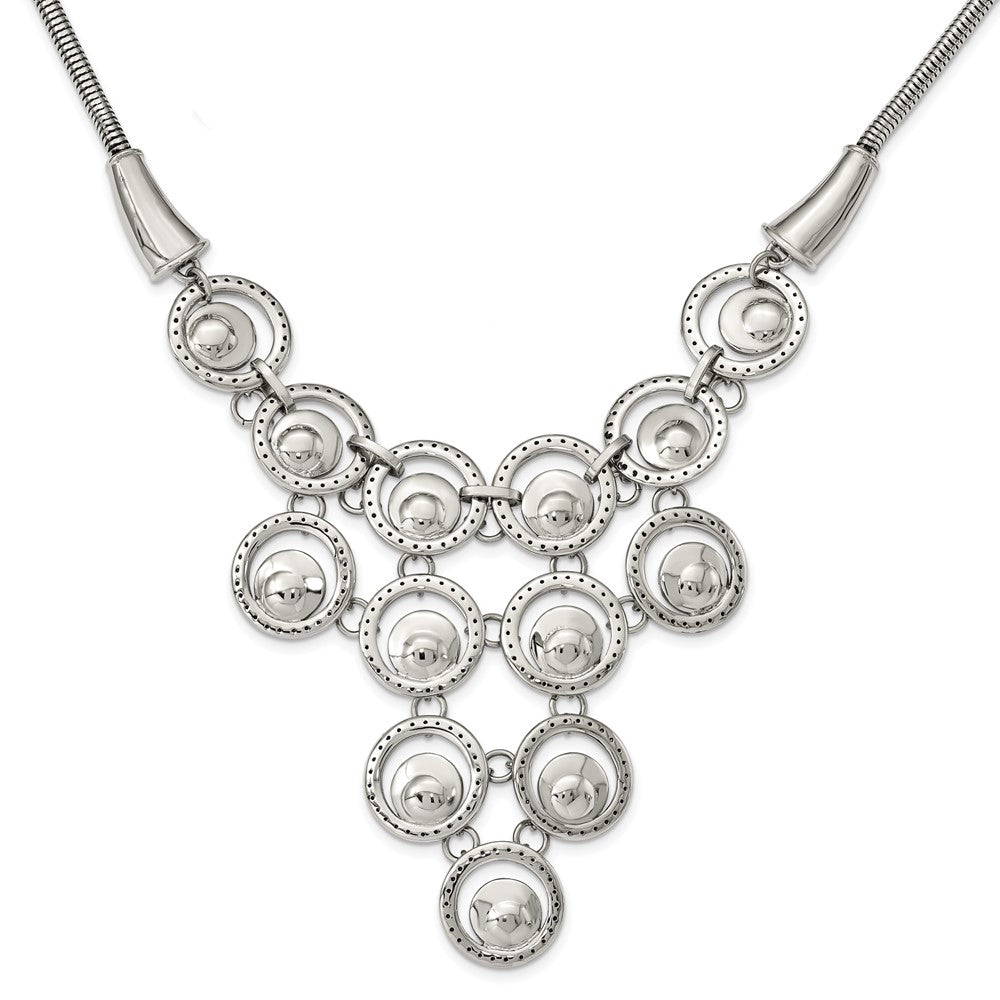 Stainless Steel Multi-circle Polished with 2in ext. NecklaceSRN1308-16