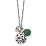 Load image into Gallery viewer, Stainless Steel Antiqued with 2in extension Synthetic Jade NecklaceSRN1310-20
