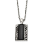 Load image into Gallery viewer, Stainless Steel Black Onyx Antiqued Rectangular NecklaceSRN1331-20
